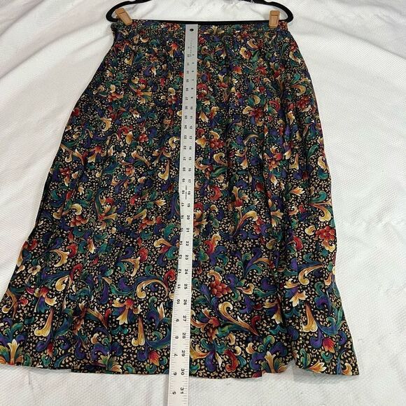 Vintage 100% Silk Print Skirt‎ - Picture 3 of 6